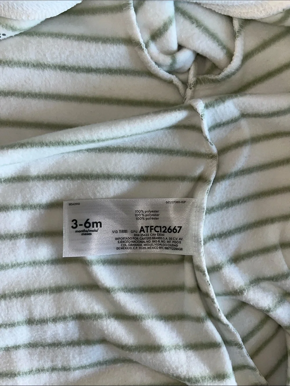 Carter's White and Green Striped Giraffe Sleep Sack